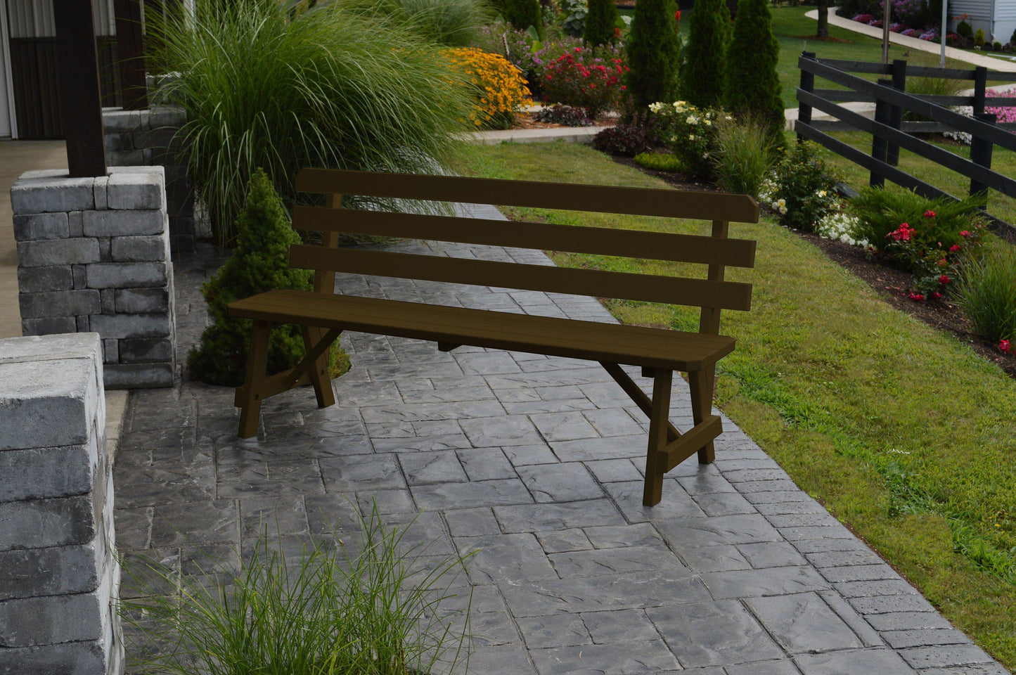 A&L Furniture Co. Yellow Pine 70" Traditional Backed Bench Only - LEAD TIME TO SHIP 10 BUSINESS DAYS