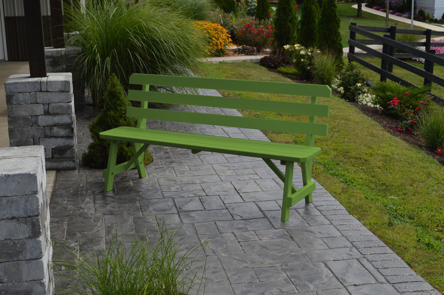 A&L Furniture Co. Yellow Pine 70" Traditional Backed Bench Only - LEAD TIME TO SHIP 10 BUSINESS DAYS