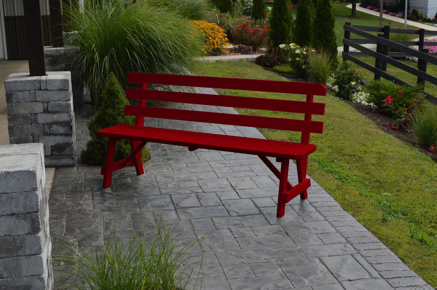 A&L Furniture Co. Yellow Pine 70" Traditional Backed Bench Only - LEAD TIME TO SHIP 10 BUSINESS DAYS