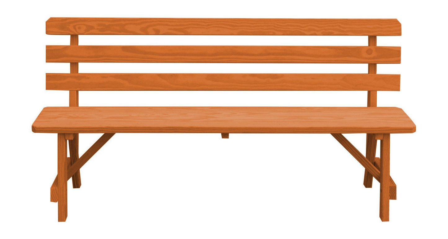 A&L Furniture Co. Yellow Pine 70" Traditional Backed Bench Only - LEAD TIME TO SHIP 10 BUSINESS DAYS