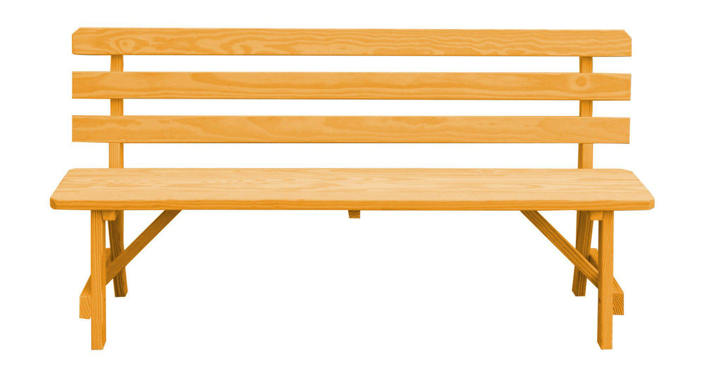 A&L Furniture Co. Yellow Pine 70" Traditional Backed Bench Only - LEAD TIME TO SHIP 10 BUSINESS DAYS