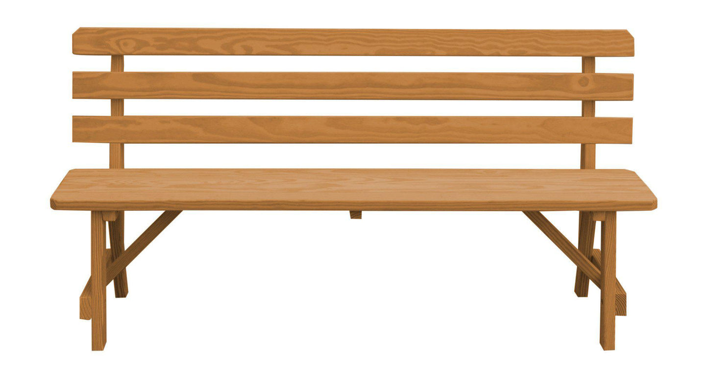 A&L Furniture Co. Yellow Pine 70" Traditional Backed Bench Only - LEAD TIME TO SHIP 10 BUSINESS DAYS