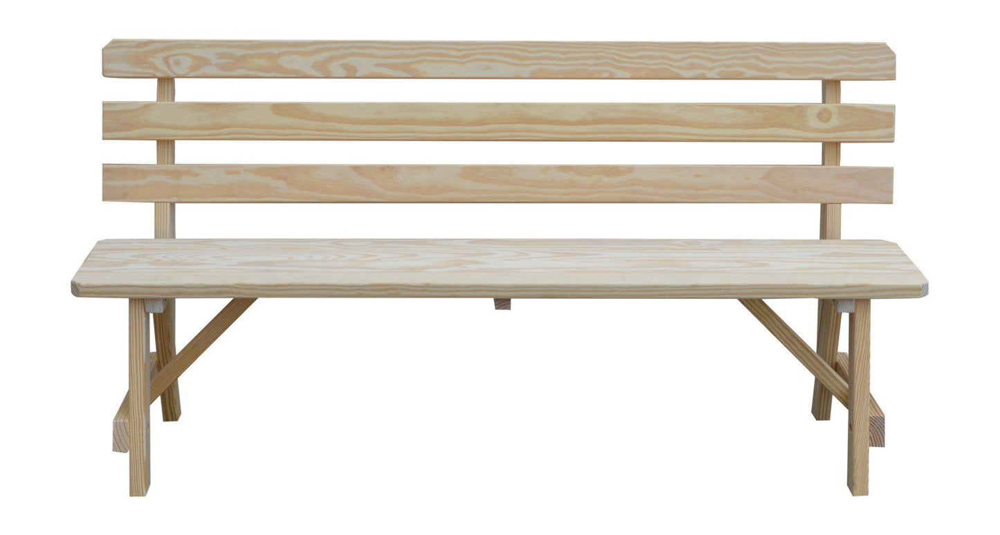 A&L Furniture Co. Yellow Pine 70" Traditional Backed Bench Only - LEAD TIME TO SHIP 10 BUSINESS DAYS