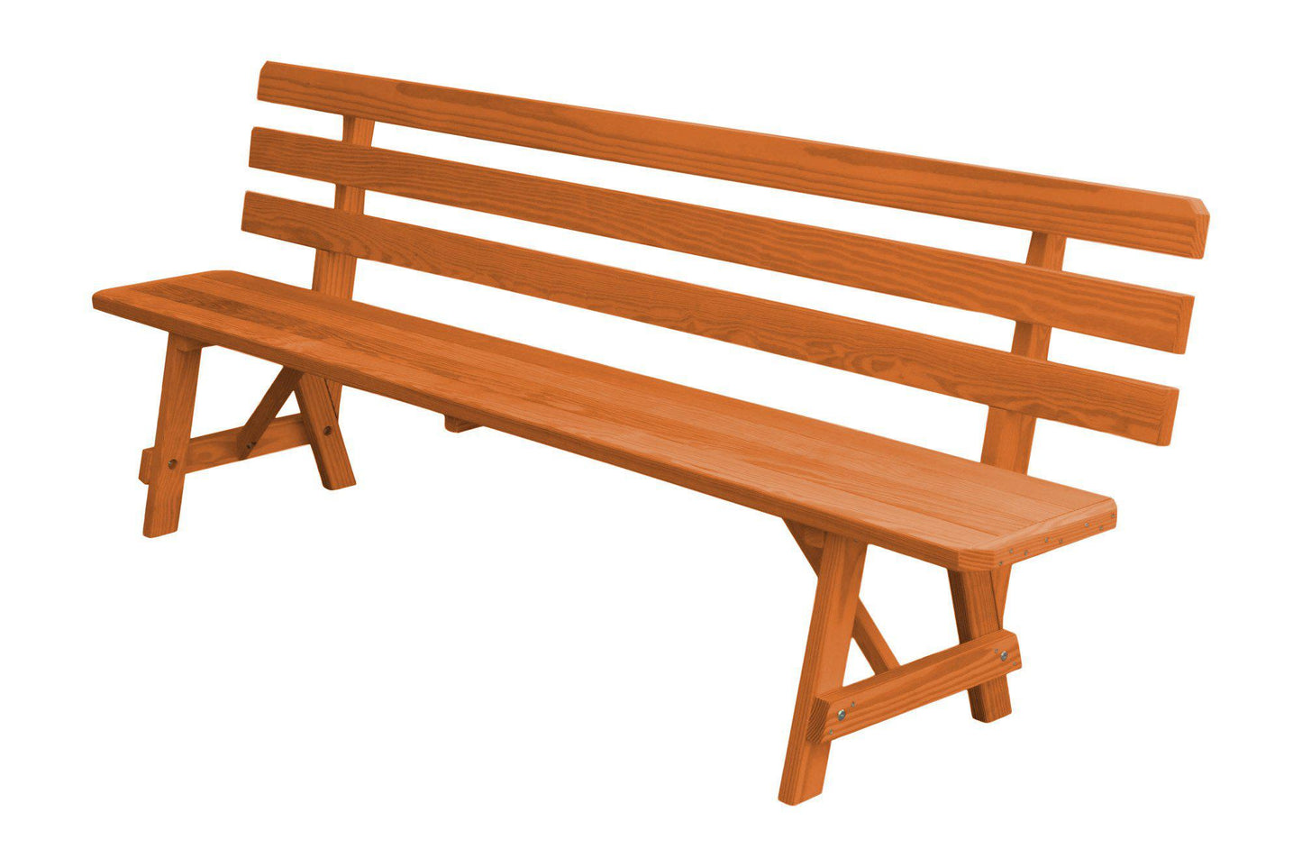 A&L Furniture Co. Yellow Pine 95" Traditional Backed Bench Only - LEAD TIME TO SHIP 10 BUSINESS DAYS