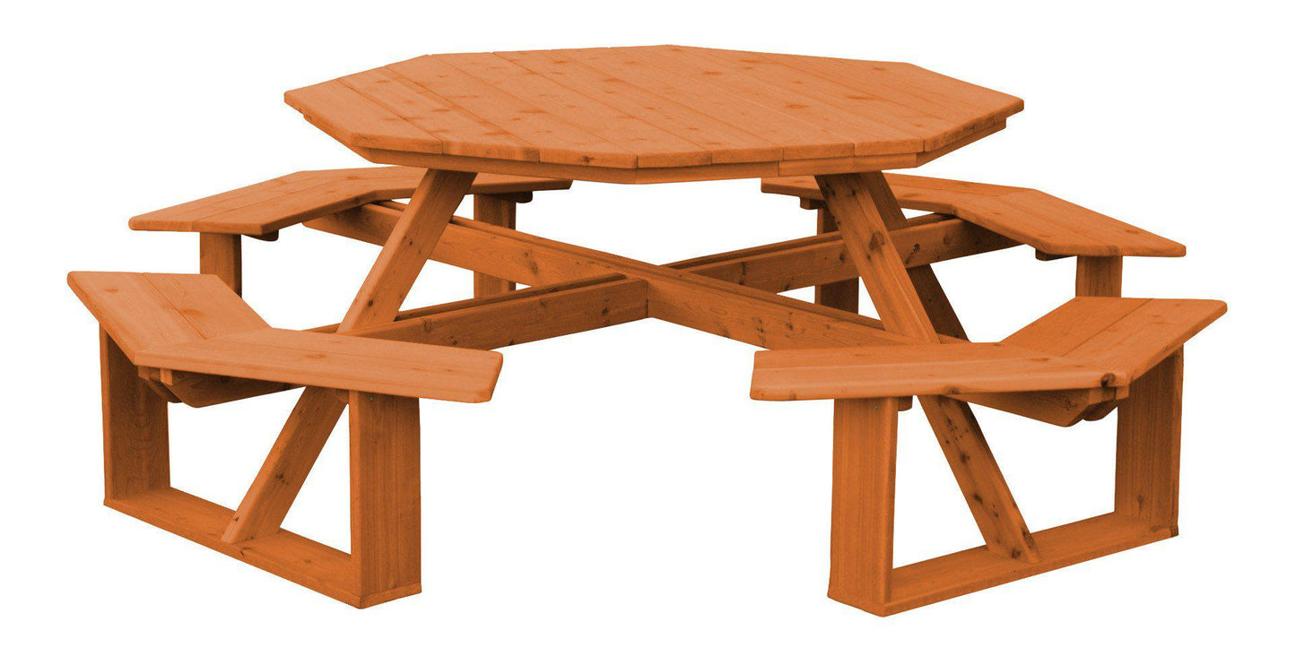 A&L FURNITURE CO. Western Red Cedar 54" Octagon Walk-In Table- Specify for FREE 2" Umbrella Hole - LEAD TIME TO SHIP 4 WEEKS OR LESS