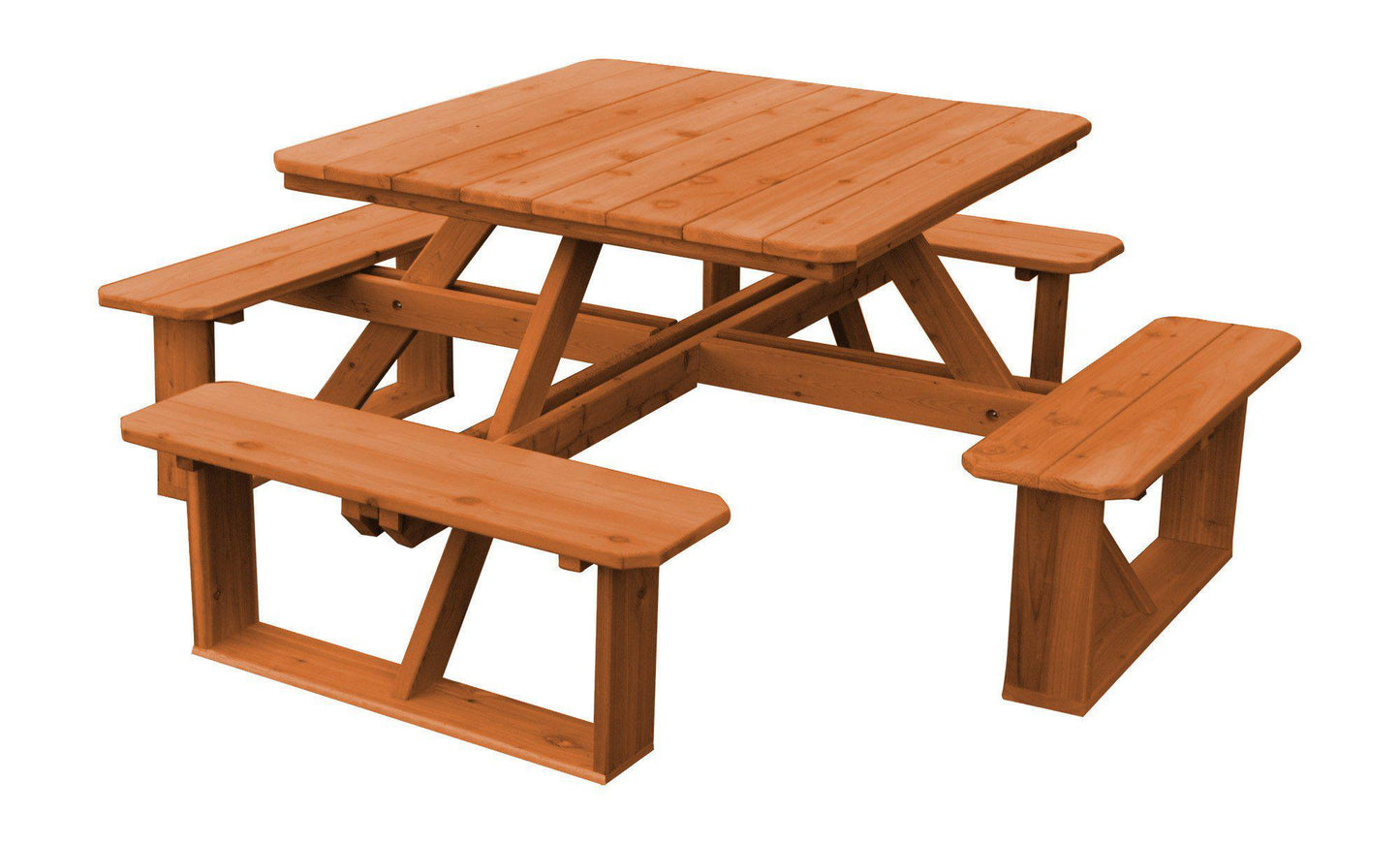 A&L FURNITURE CO. Western Red Cedar 44"  Square Walk-In Table- Specify for FREE 2" Umbrella Hole - LEAD TIME TO SHIP 4 WEEKS OR LESS