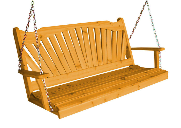 a&l western red cedar 5ft fanback swing natural stain
