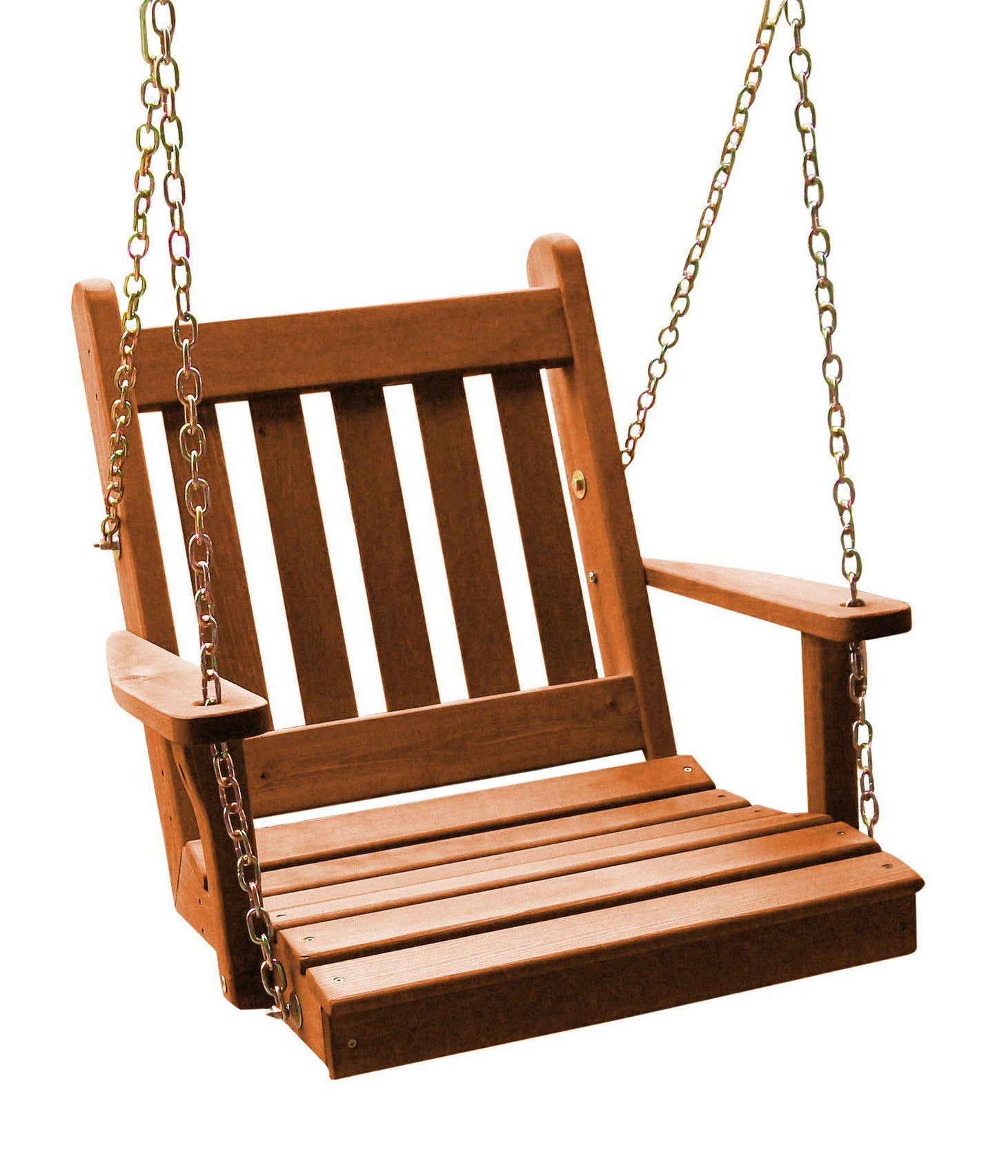 Regallion Outdoor Western Red Cedar 2' Traditional English Single Chair Swing - LEAD TIME TO SHIP 2 WEEKS