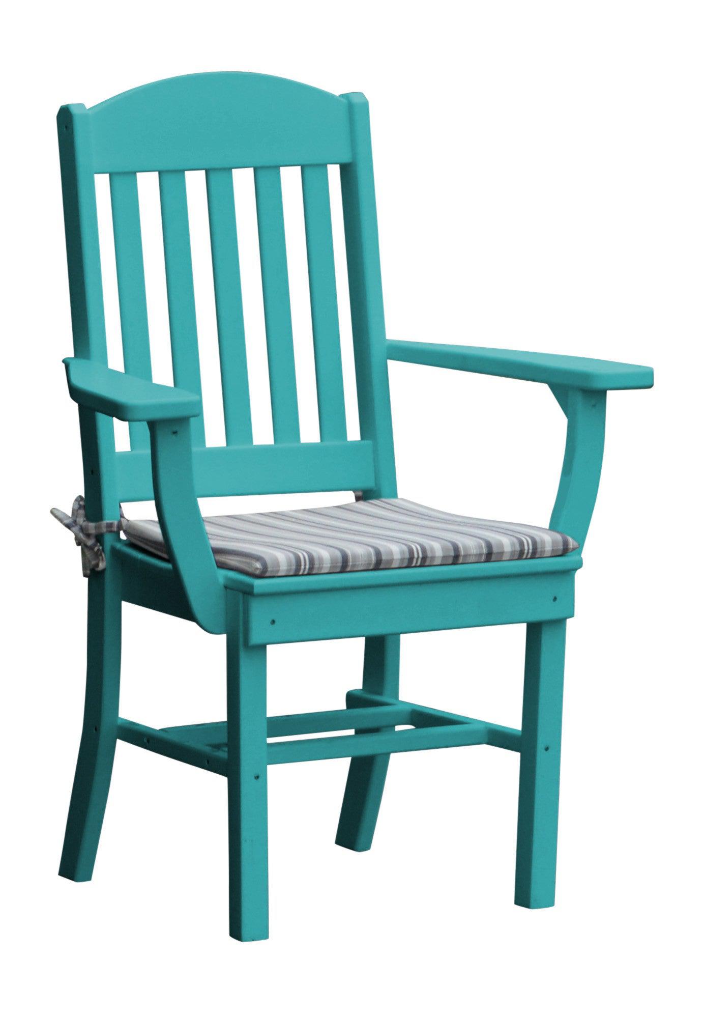 A&L Furniture Company Recycled Plastic Classic Dining Chair w/ Arms - Aruba Blue