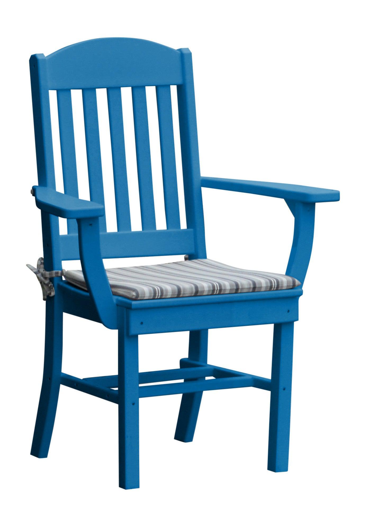 A&L Furniture Company Recycled Plastic Classic Dining Chair w/ Arms - Blue