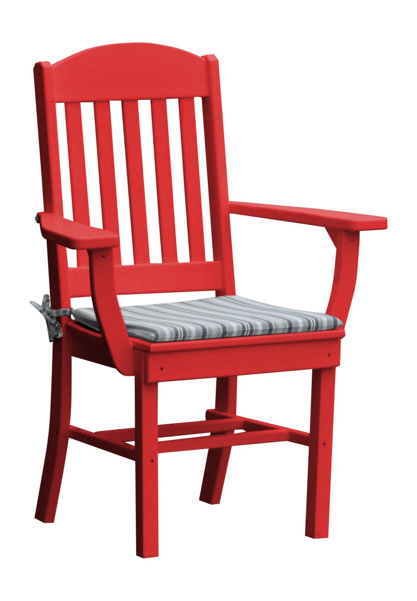 A&L Furniture Company Recycled Plastic Classic Dining Chair w/ Arms - Bright Red