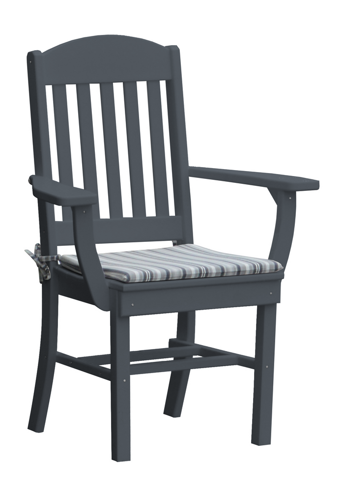 A&L Furniture Company Recycled Plastic Classic Dining Chair w/ Arms - Dark Gray