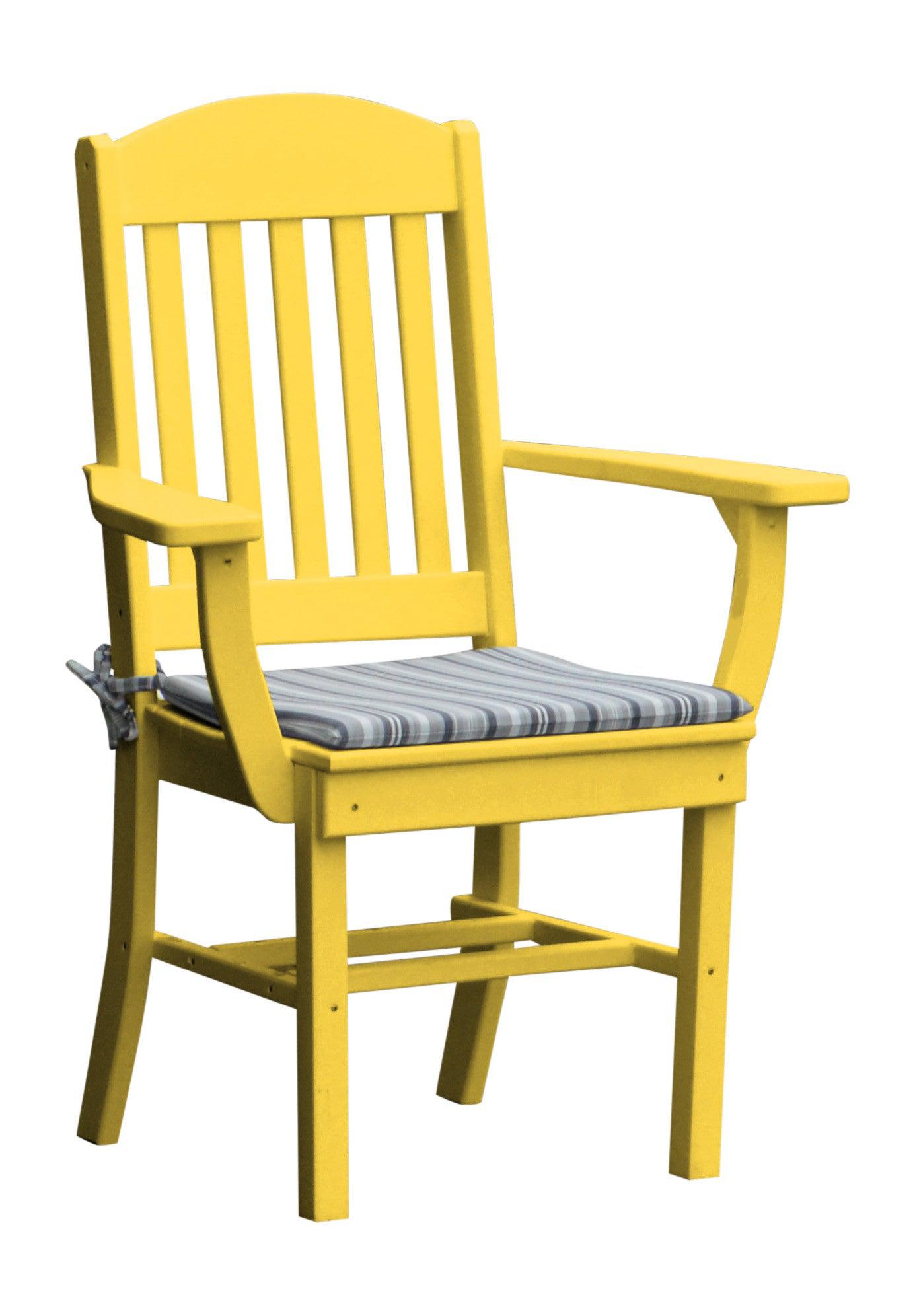 A&L Furniture Company Recycled Plastic Classic Dining Chair w/ Arms - Lemon Yellow