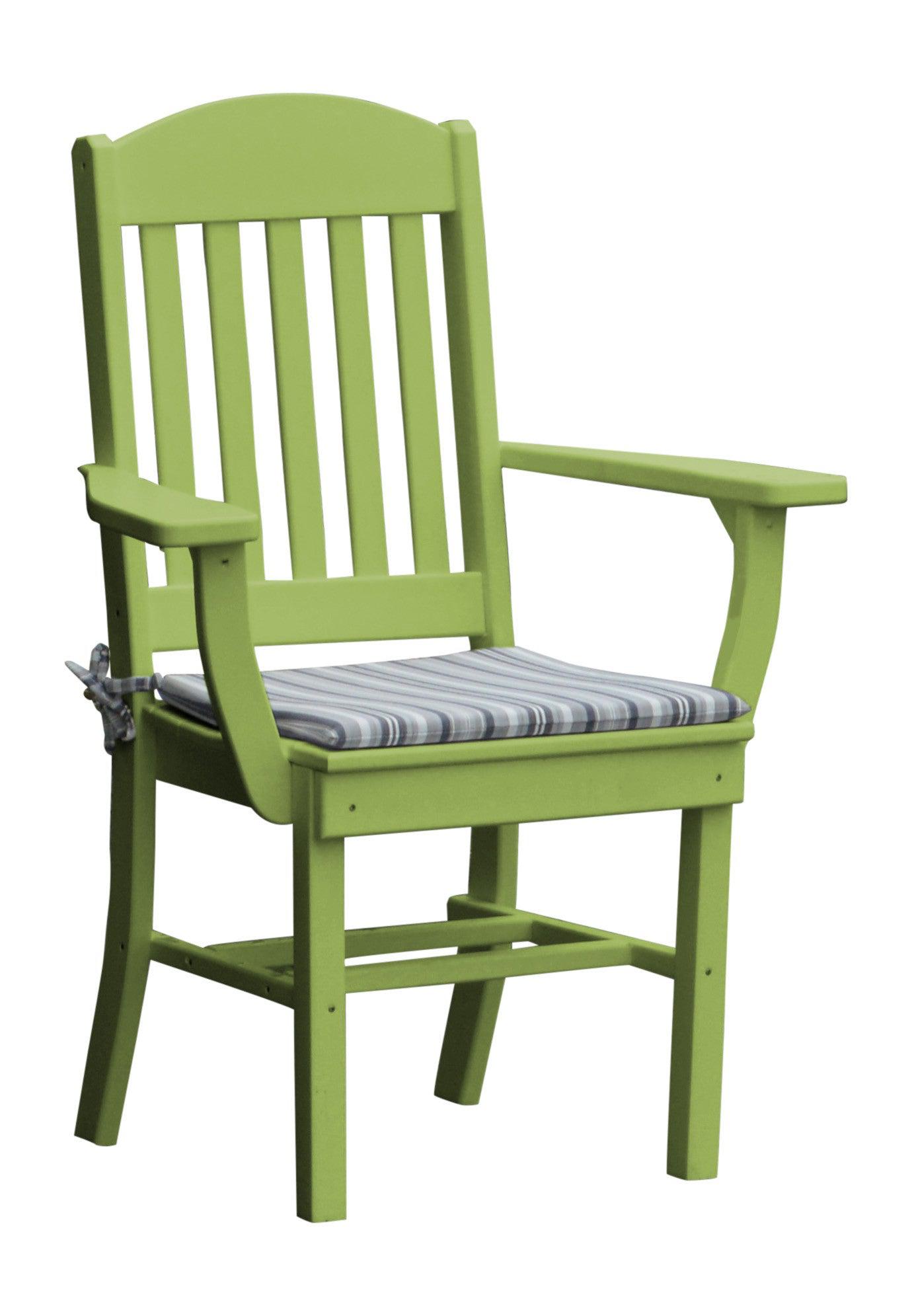 A&L Furniture Company Recycled Plastic Classic Dining Chair w/ Arms - Tropical Lime