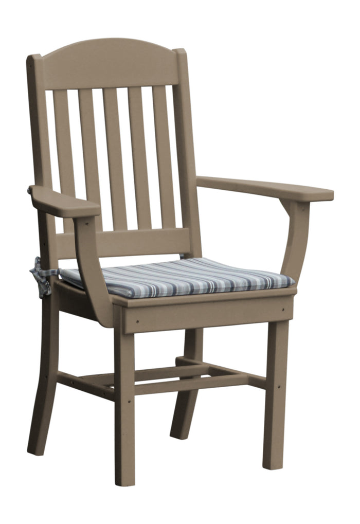 A&L Furniture Company Recycled Plastic Classic Dining Chair w/ Arms - Weatheredwood