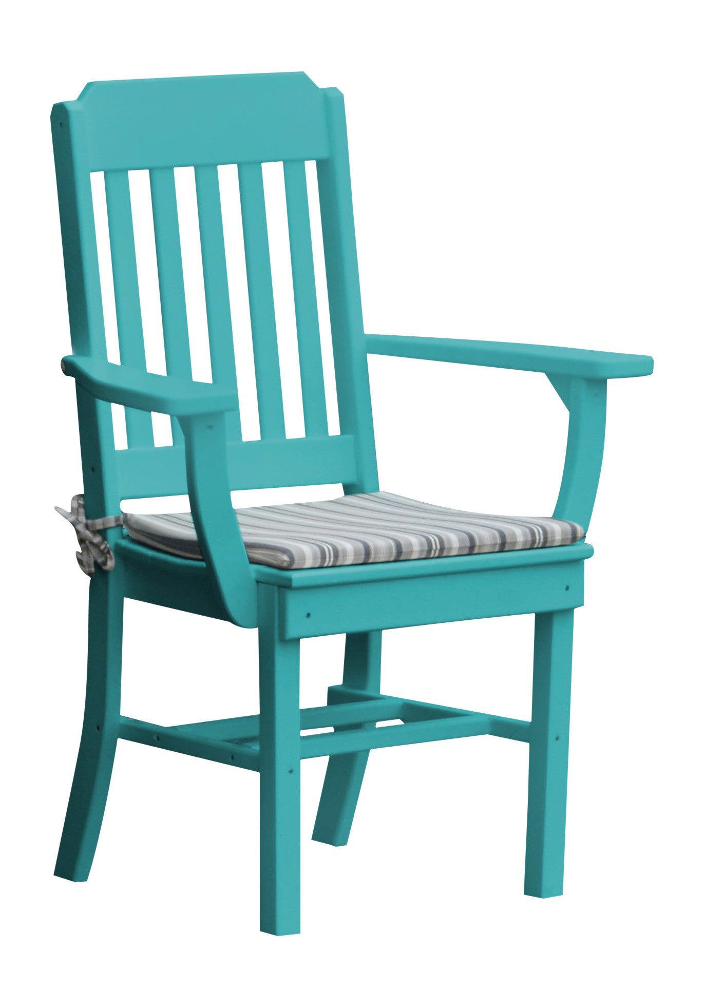 A&L Furniture Company Recycled Plastic Traditional Dining Chair w/ Arms - Aruba Blue