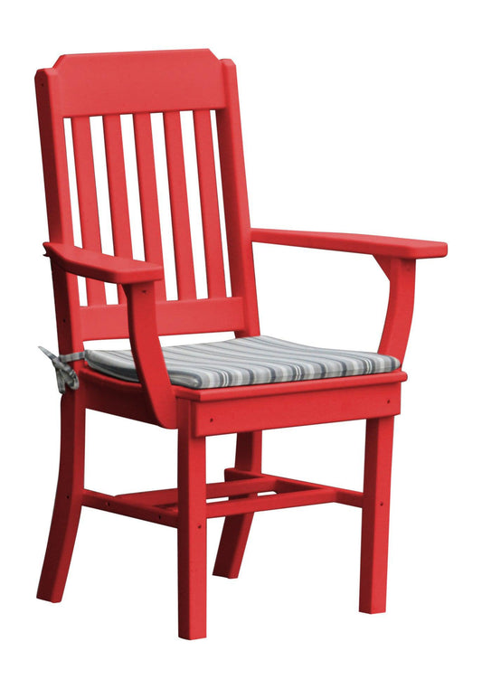 A&L Furniture Company Recycled Plastic Traditional Dining Chair w/ Arms - Bright Red