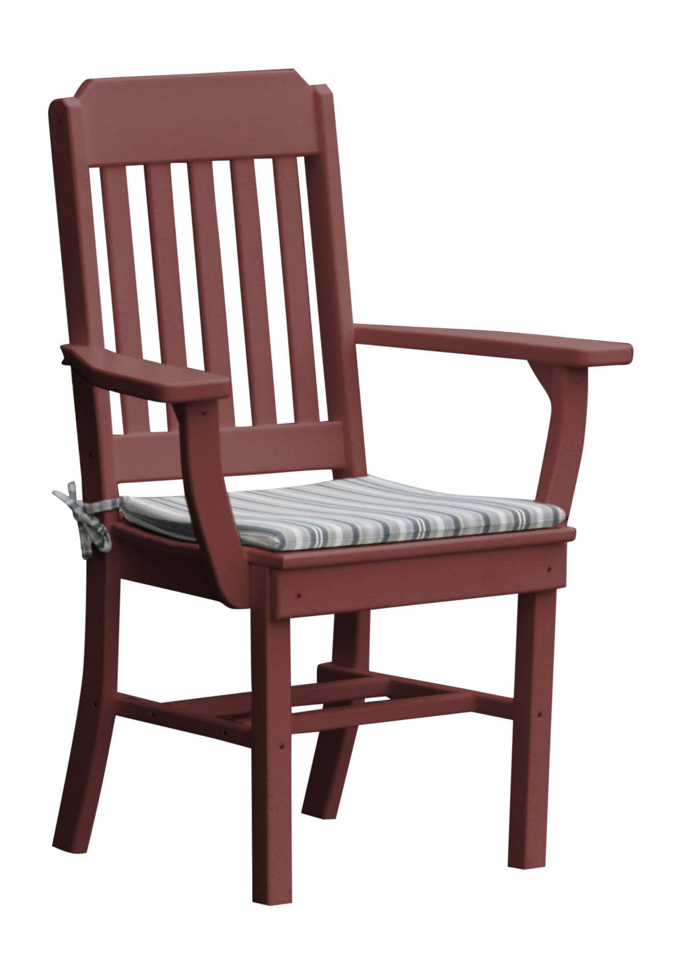 A&L Furniture Company Recycled Plastic Traditional Dining Chair w/ Arms - Cherrywood