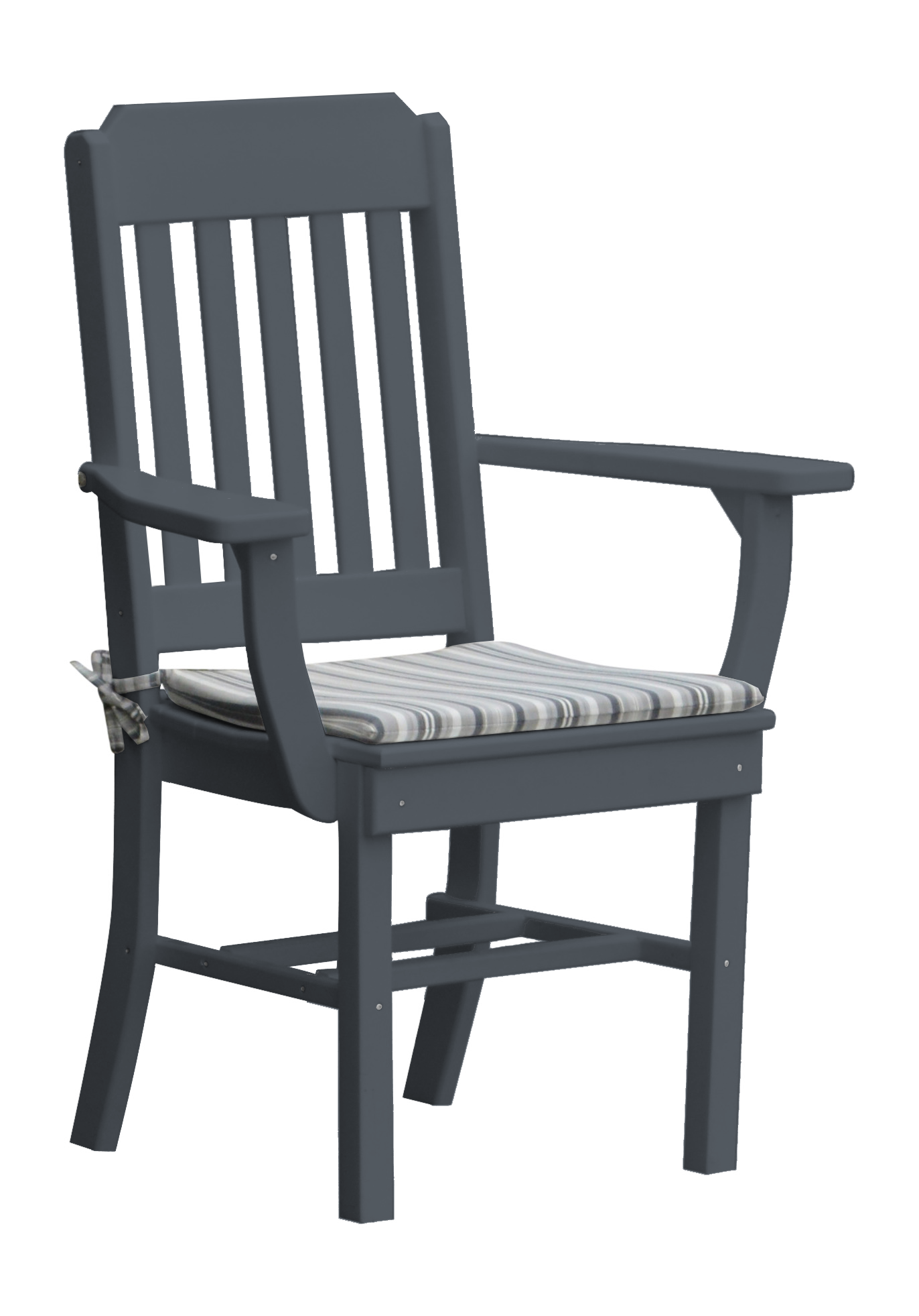 A&L Furniture Company Recycled Plastic Traditional Dining Chair w/ Arms - Dark Gray