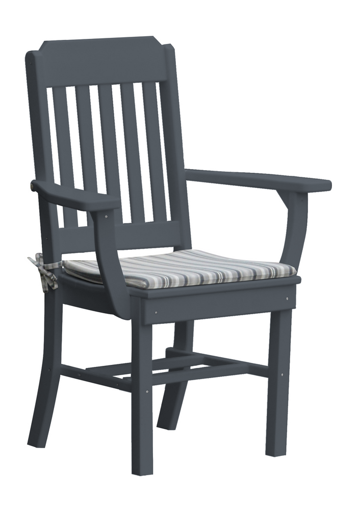 A&L Furniture Company Recycled Plastic Traditional Dining Chair w/ Arms - Dark Gray