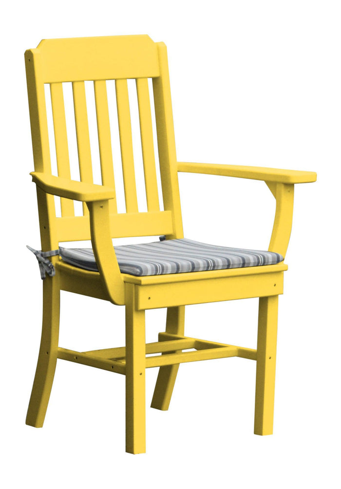 A&L Furniture Company Recycled Plastic Traditional Dining Chair w/ Arms - Lemon Yellow