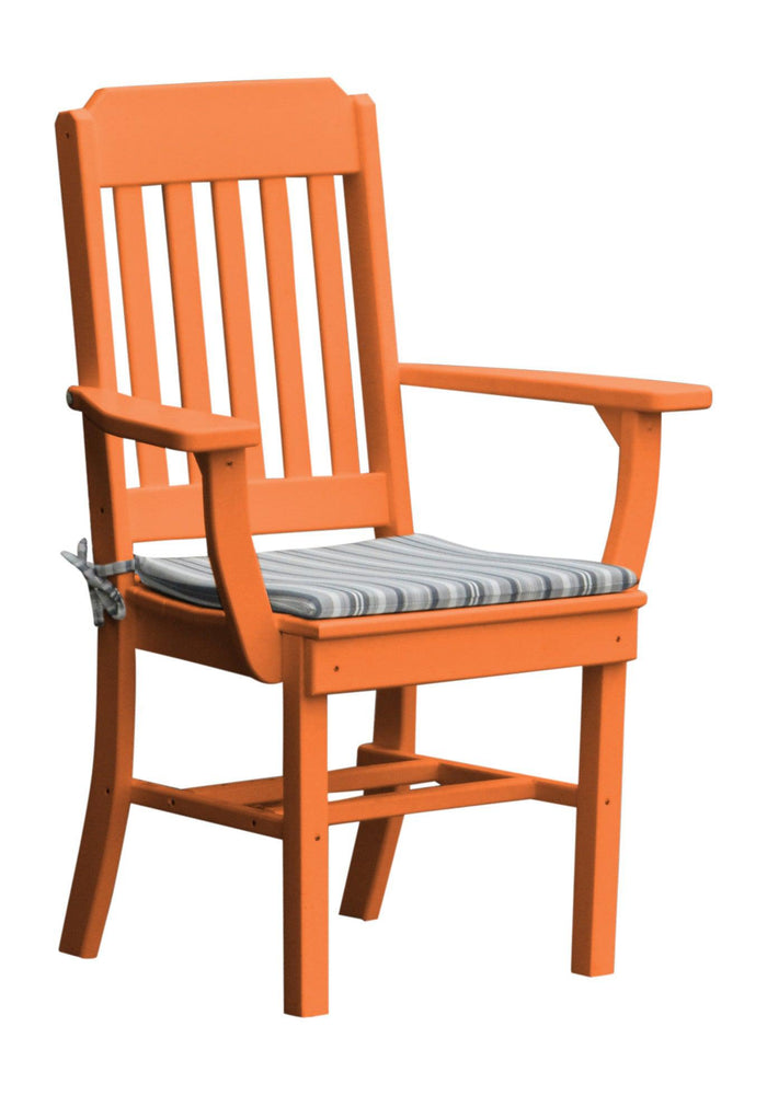 A&L Furniture Company Recycled Plastic Traditional Dining Chair w/ Arms - Orange