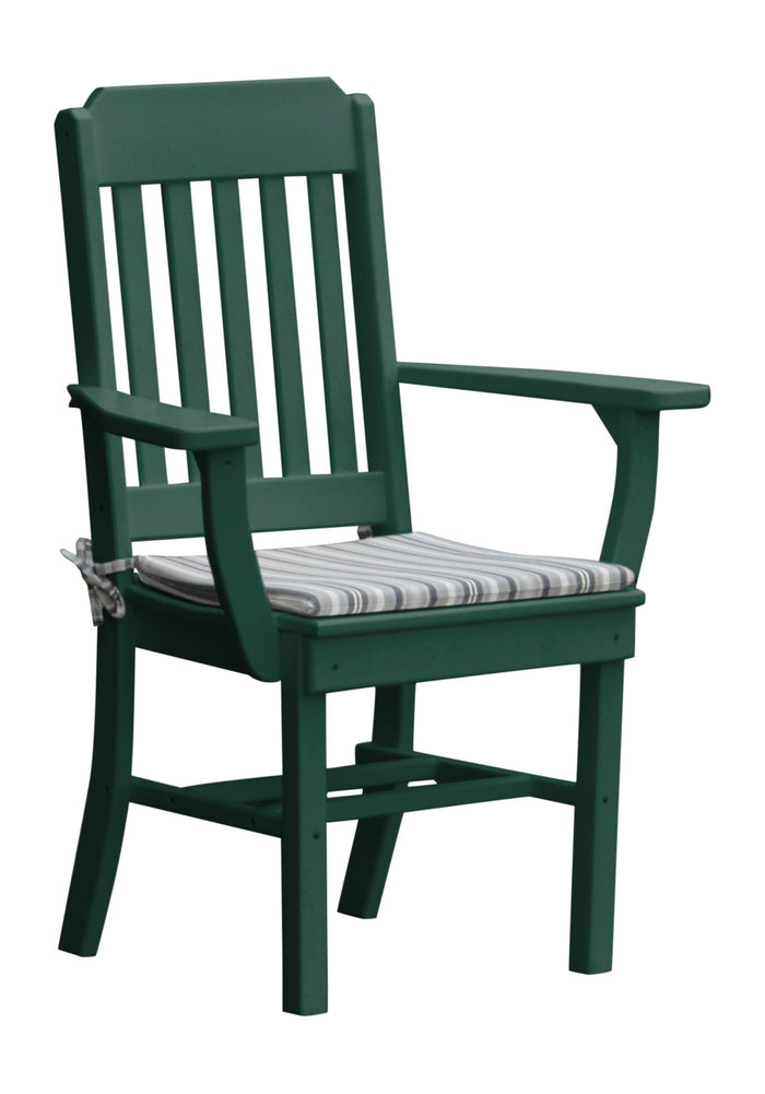 A&L Furniture Company Recycled Plastic Traditional Dining Chair w/ Arms - Turf Green