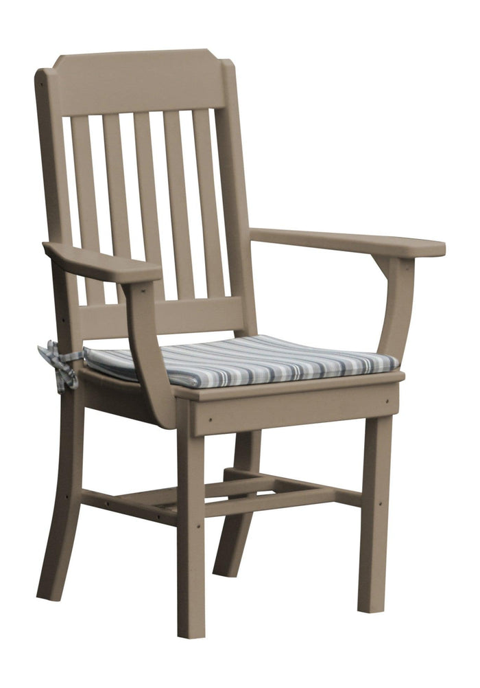 A&L Furniture Company Recycled Plastic Traditional Dining Chair w/ Arms - Weatheredwood