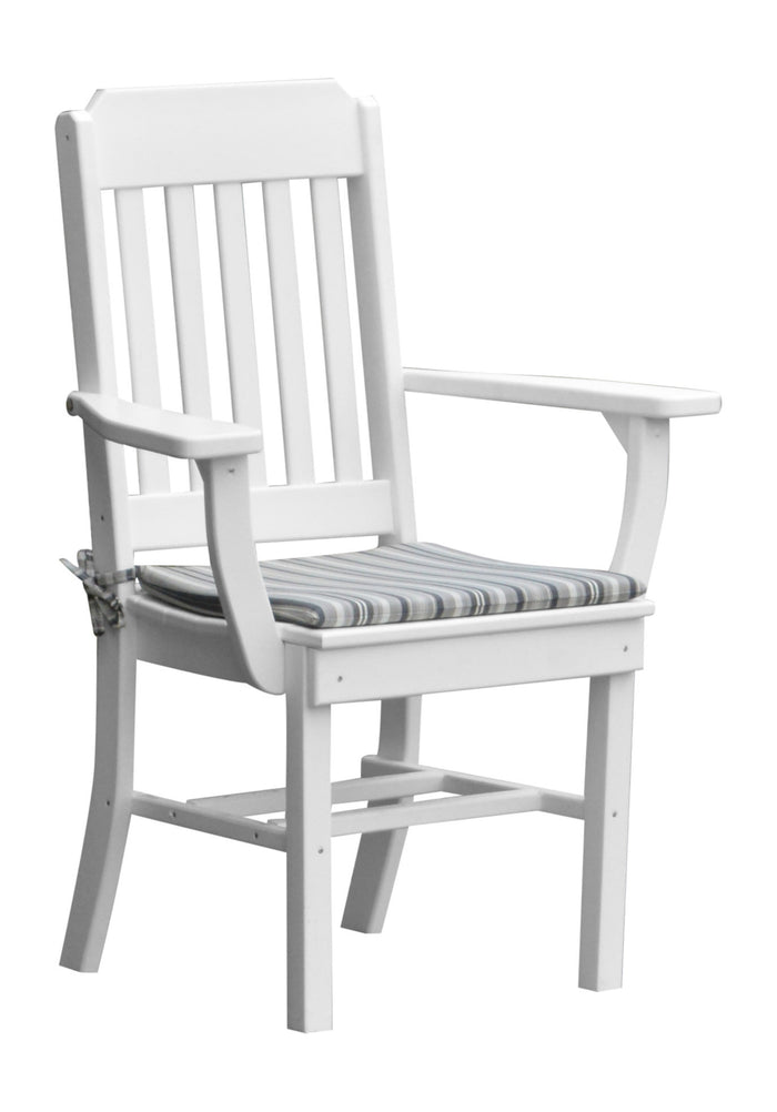 A&L Furniture Company Recycled Plastic Traditional Dining Chair w/ Arms - White