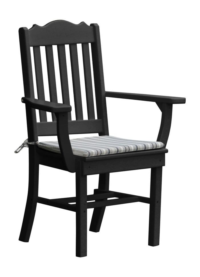 A&L Furniture Company Recycled Plastic Royal Dining Chair w/ Arms - Black