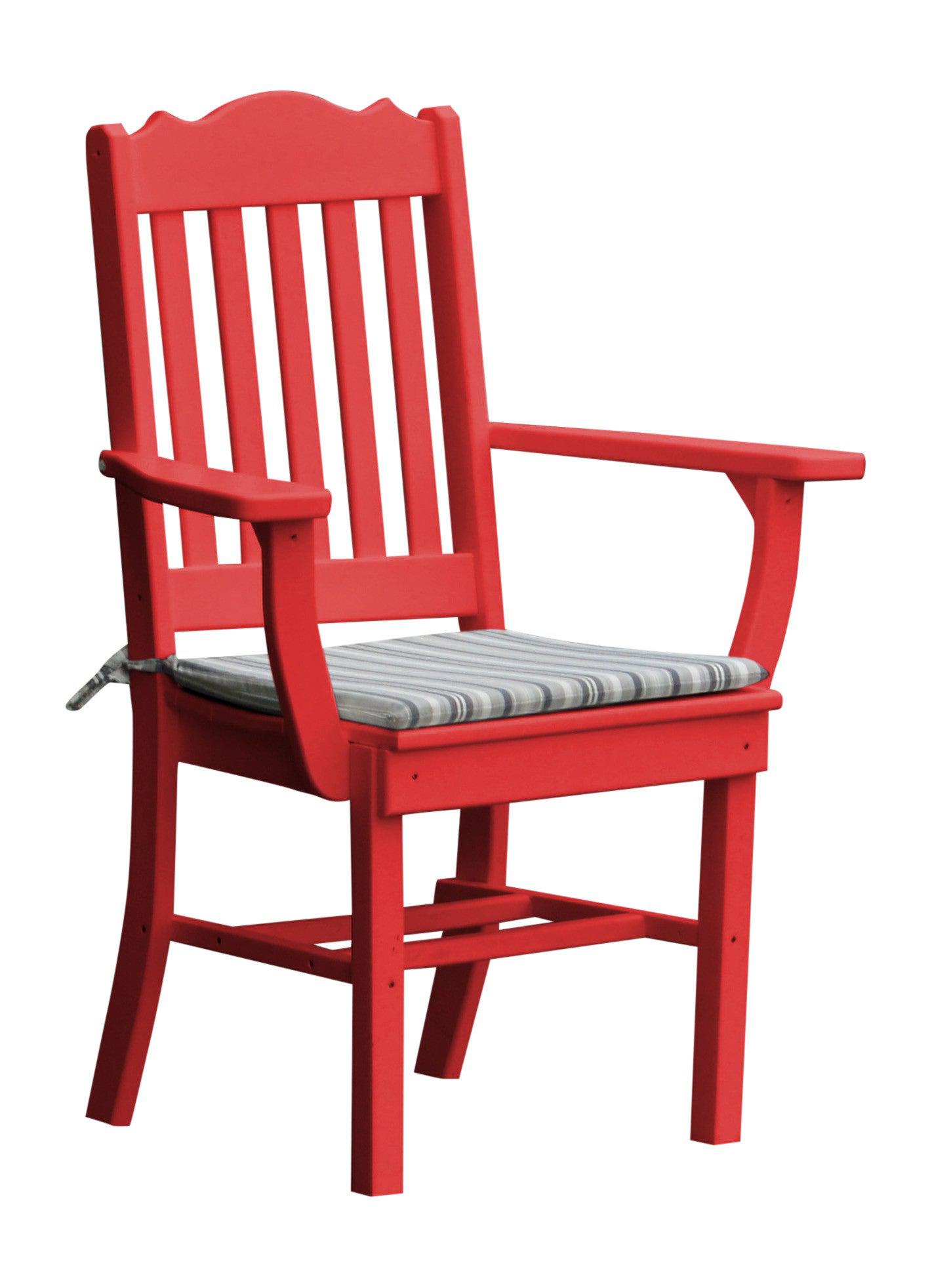 A&L Furniture Company Recycled Plastic Royal Dining Chair w/ Arms - Bright Red