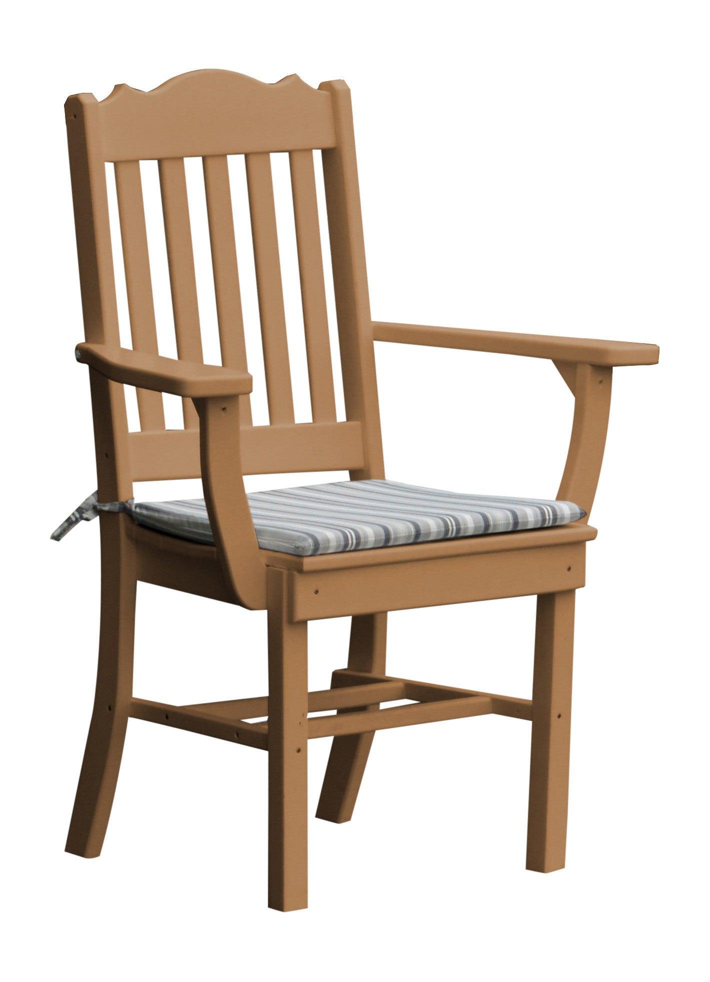 A&L Furniture Company Recycled Plastic Royal Dining Chair w/ Arms - Cedar