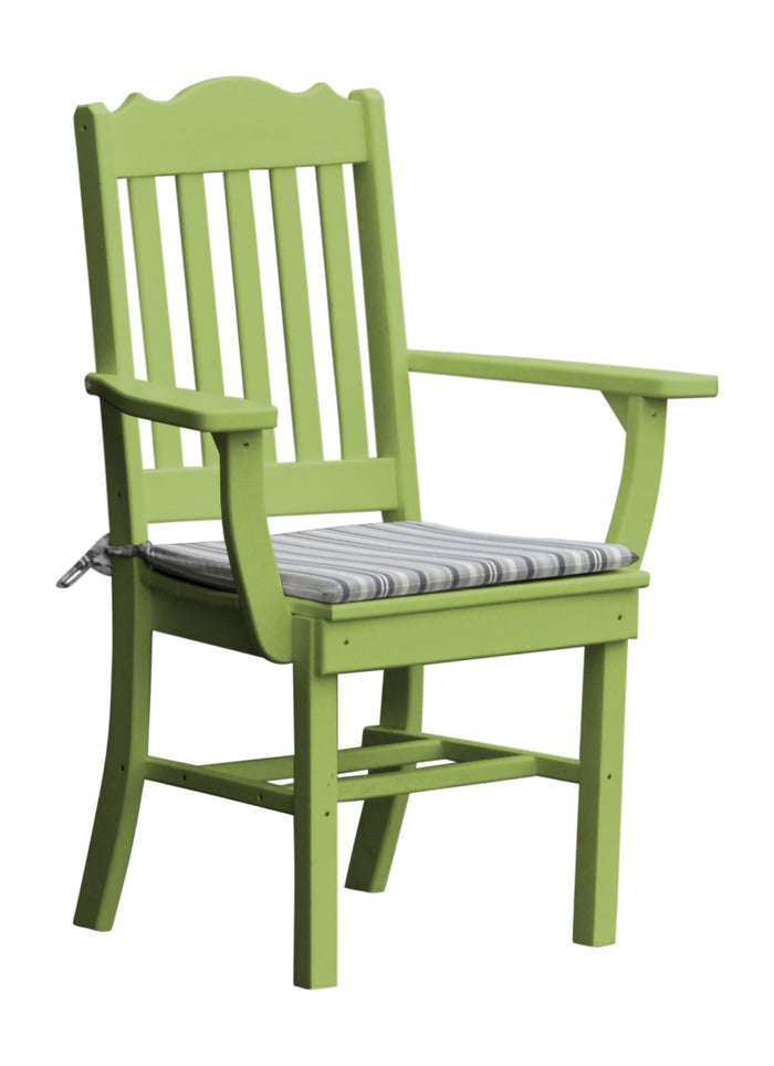 A&L Furniture Company Recycled Plastic Royal Dining Chair w/ Arms - Tropical Lime