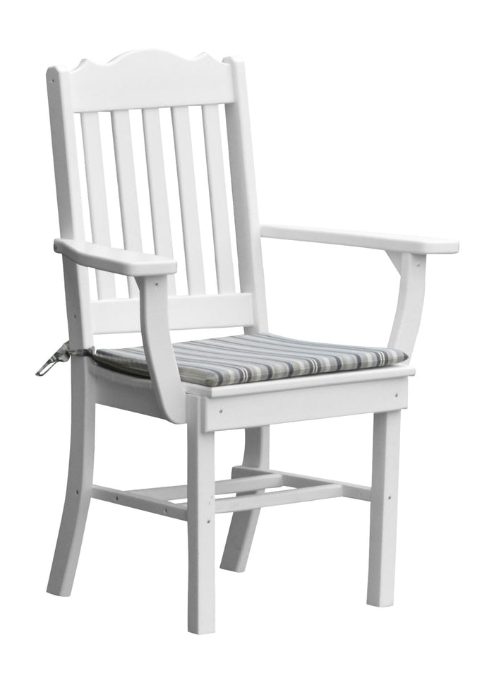 A&L Furniture Company Recycled Plastic Royal Dining Chair w/ Arms - White