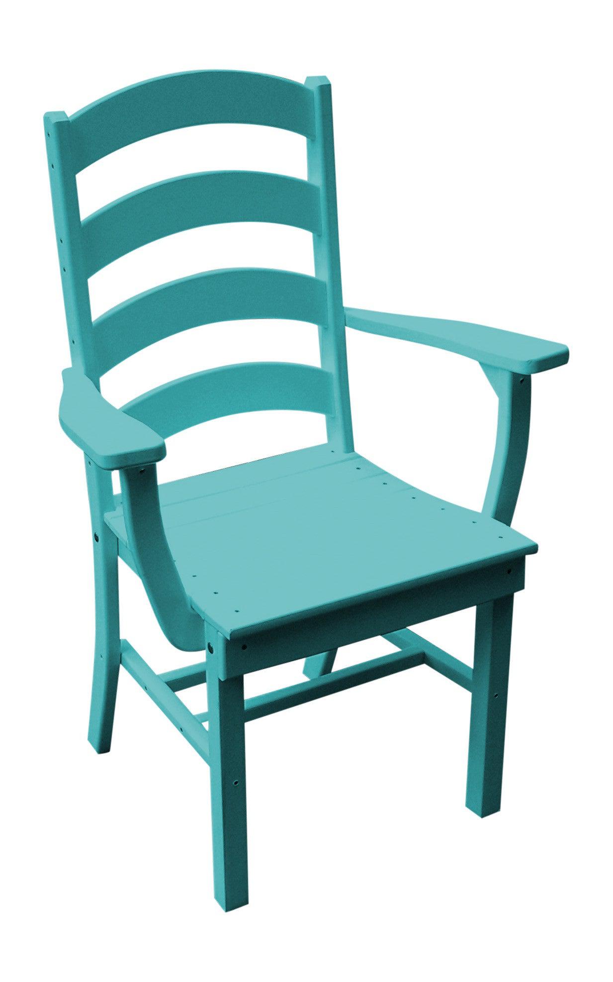 A&L Furniture Company Recycled Plastic Ladderback Dining Chair w/ Arms - Aruba Blue