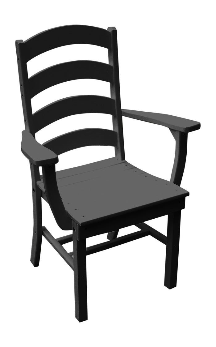 A&L Furniture Company Recycled Plastic Ladderback Dining Chair w/ Arms - Black