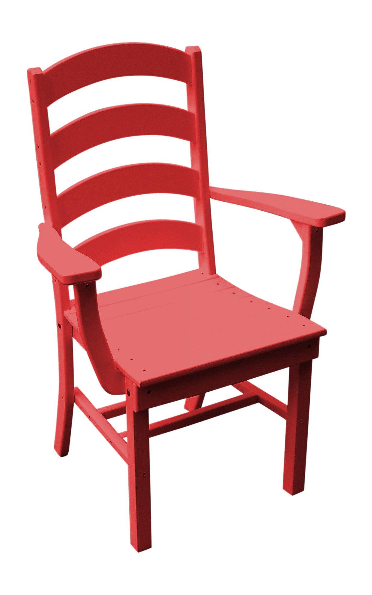 A&L Furniture Company Recycled Plastic Ladderback Dining Chair w/ Arms - Bright Red