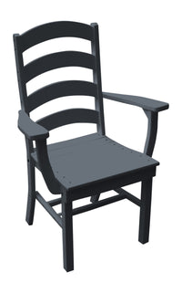 A&L Furniture Company Recycled Plastic Ladderback Dining Chair w/ Arms - Dark Gray