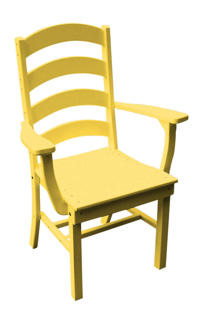 A&L Furniture Company Recycled Plastic Ladderback Dining Chair w/ Arms - Lemon Yellow