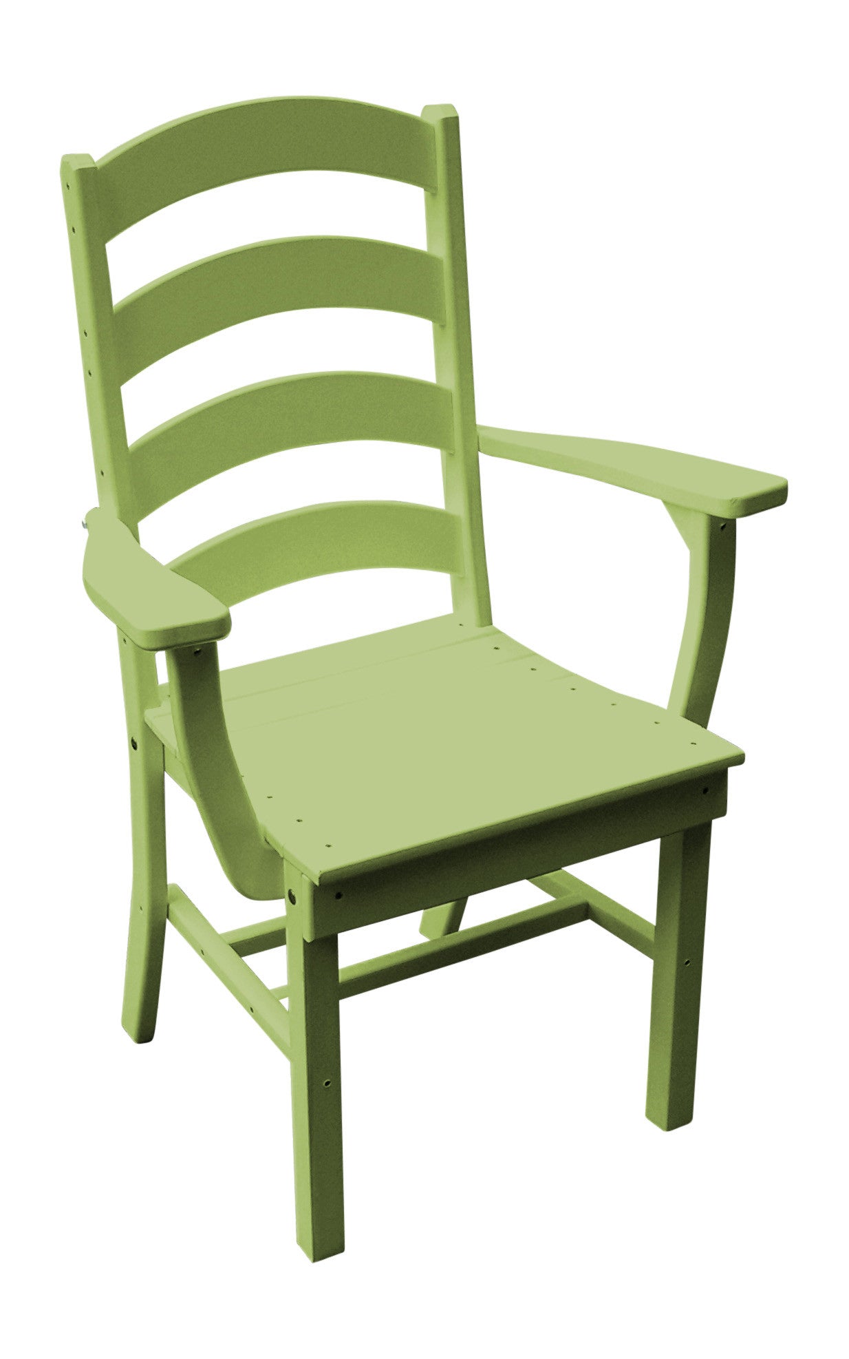 A&L Furniture Company Recycled Plastic Ladderback Dining Chair w/ Arms - Tropical Lime