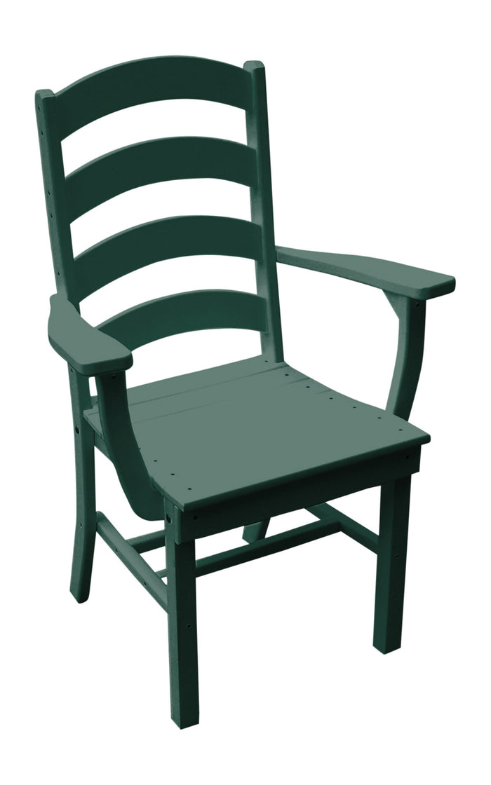 A&L Furniture Company Recycled Plastic Ladderback Dining Chair w/ Arms - Turf Green