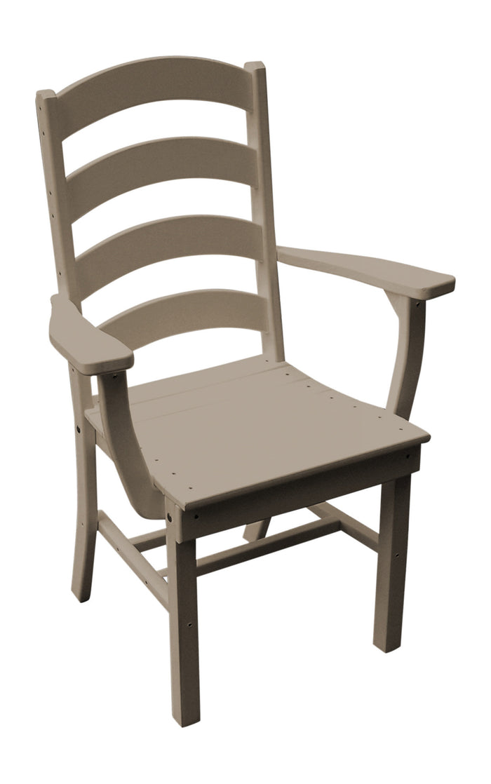 A&L Furniture Company Recycled Plastic Ladderback Dining Chair w/ Arms - Weatheredwood