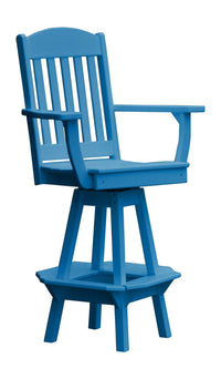 A&L Furniture Company Recycled Plastic Classic Swivel Bar Chair w/ Arms - Blue