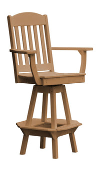 A&L Furniture Company Recycled Plastic Classic Swivel Bar Chair w/ Arms - Cedar