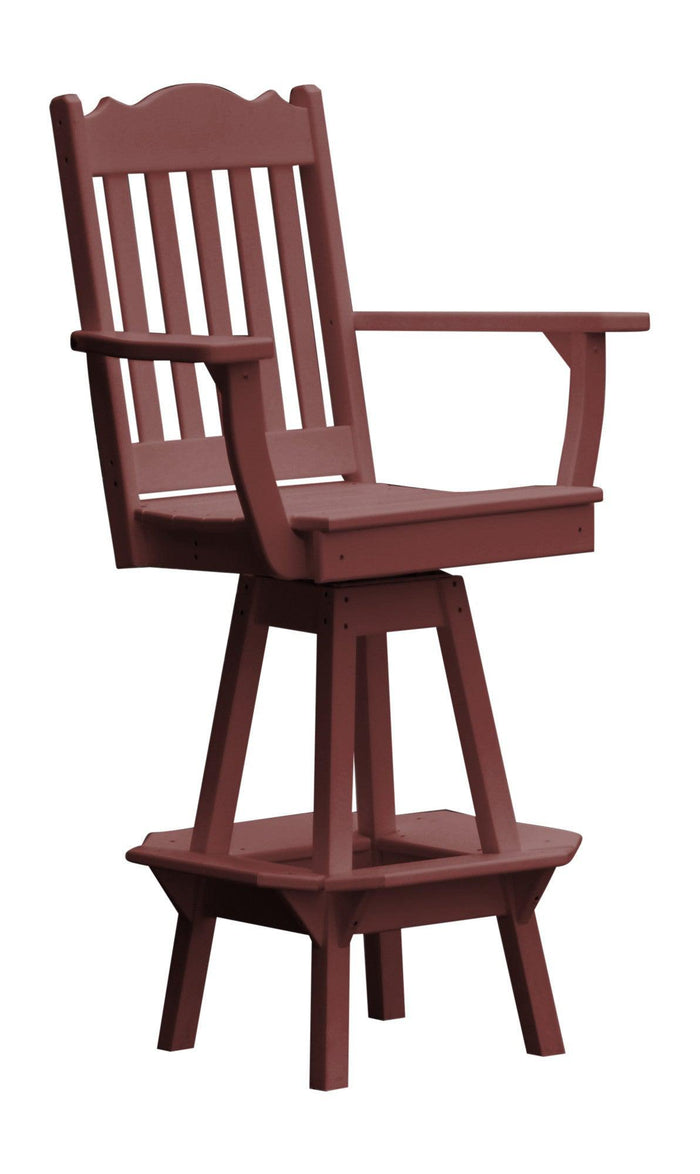 A&L Furniture Company Recycled Plastic Royal Swivel Bar Chair w/ Arms - Cherrywood