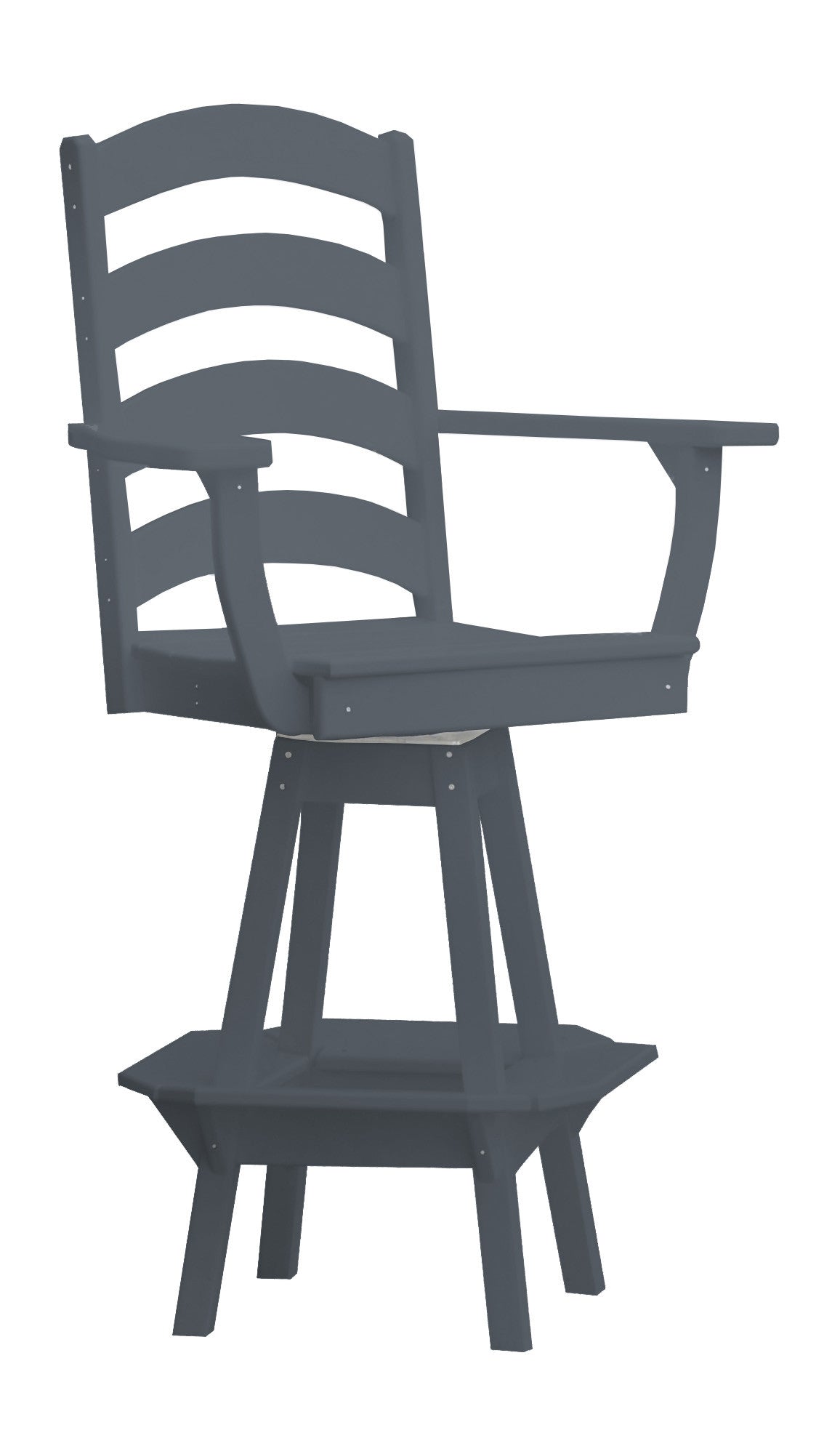 A&L Furniture Recycled Plastic Ladderback Swivel Bar Chair with Arms - Dark Gray