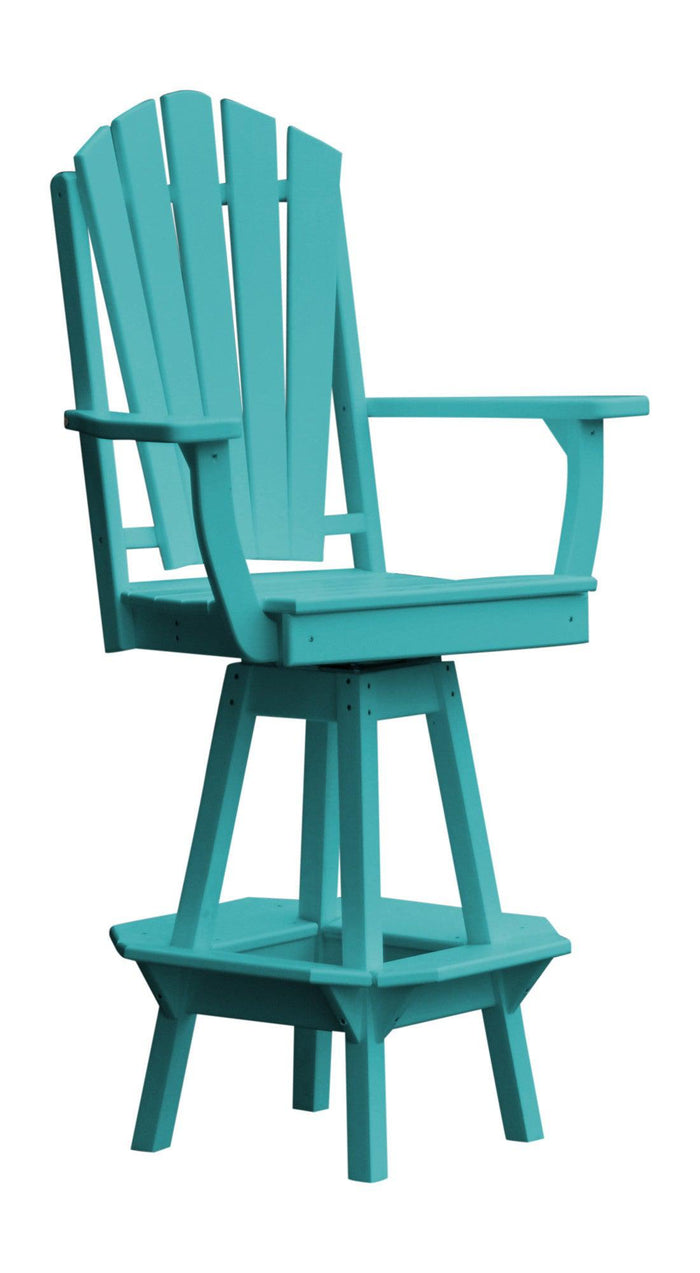 A&L Furniture Recycled Plastic Adirondack Swivel Bar Chair w/Arms - Aruba Blue