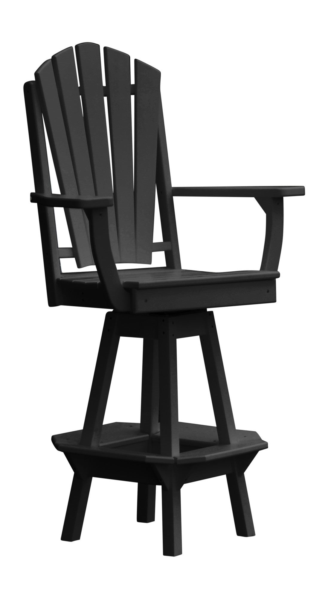 A&L Furniture Recycled Plastic Adirondack Swivel Bar Chair w/Arms - Black