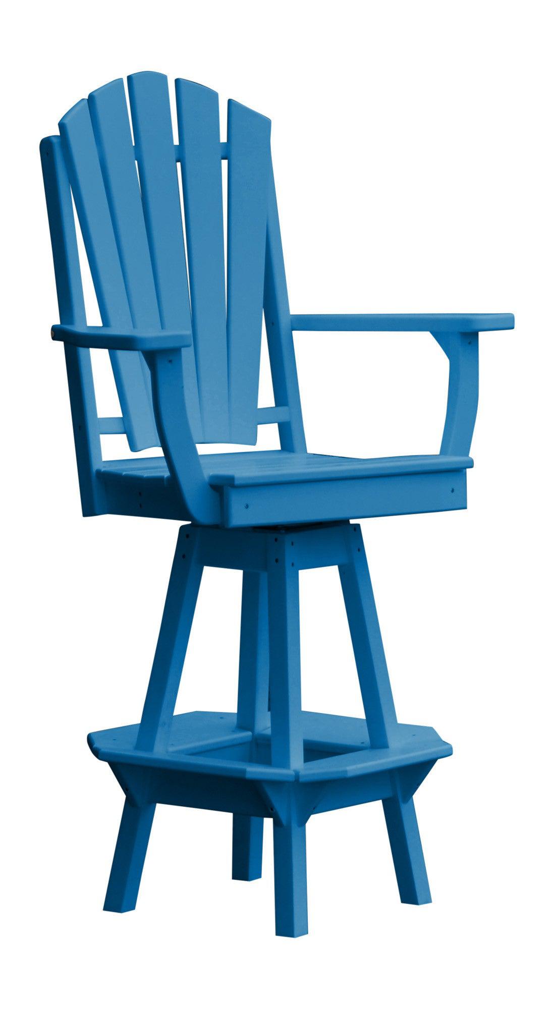 A&L Furniture Recycled Plastic Adirondack Swivel Bar Chair w/Arms - Blue