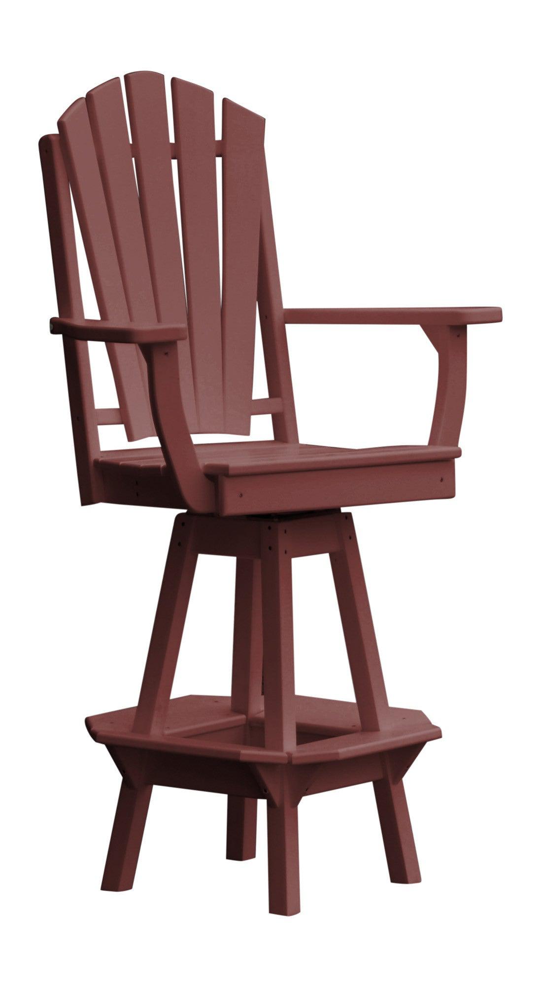 A&L Furniture Recycled Plastic Adirondack Swivel Bar Chair w/Arms - Cherrywood